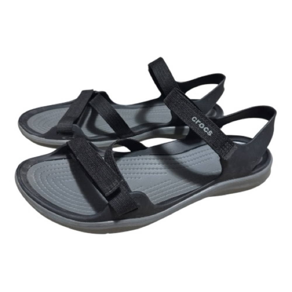 CROCS Women’s Swiftwater Webbing Sandal, Black, Sz 8